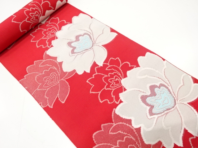 JAPANESE KIMONO / ANTIQUE BOLT FOR HASSUN OBI / WOVEN FLOWER